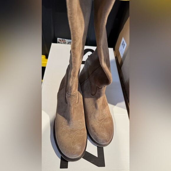 NEW FREE PEOPLE ARYA RIDING BOOT In TAUPE SUEDE 38 - Picture 2 of 5